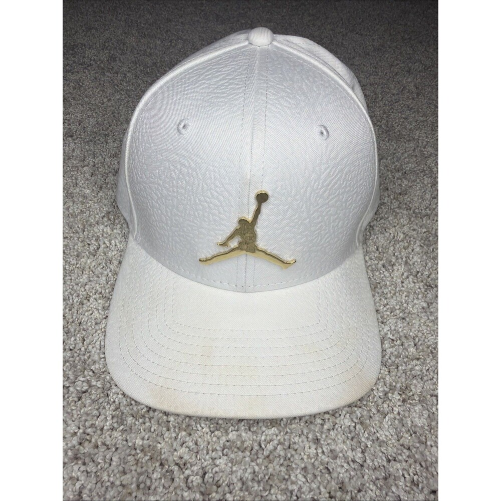 Air Jordan Hat Men White Cement Elephant Gold Metal Jumpman Snap Back Cap